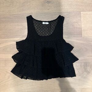 Tobi Black Ruffle Sleeveless Top